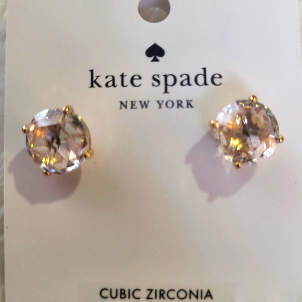 Kate Spade Gold and Clear Stud Earrings